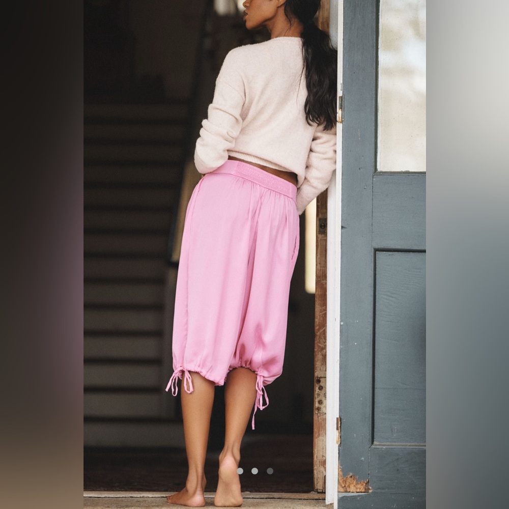Anthropologie LyreBird Silky Bloomer Bermuda Shorts | Pink | Medium | NWT - Picture 3 of 4
